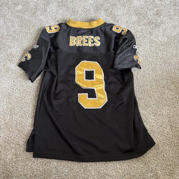 New Orleans Saints NFL Jersey Reebok Size L Kids Brees #9 Football OnField Black - Picture 8 of 9
